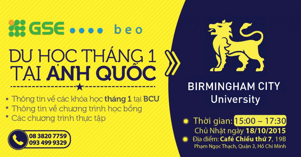 DU HỌC THÁNG 1/2016 TẠI ANH QUỐC CÙNG ĐẠI HỌC BIRMINGHAM CITY