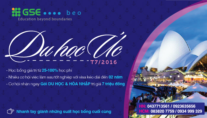 CHẠY “NƯỚC RÚT” SĂN HỌC BỔNG DU HỌC ÚC KỲ THÁNG 7/2016